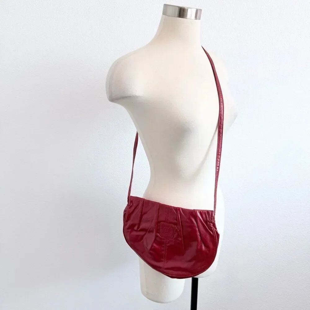 Vintage Sun Celestial Red Leather Tote Shoulder Bag Hobo Purse Crossbody